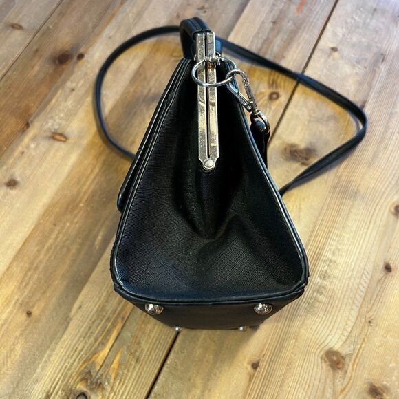 Dune London Black Faux Reptile Shoulder Bag with Gold Accents - Picture 11 of 16